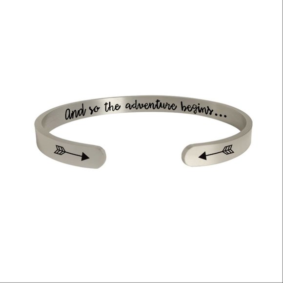 Inspirational Mantra Bracelets - And So The Adventure Begins Quote Engraved - Picture 1 of 1